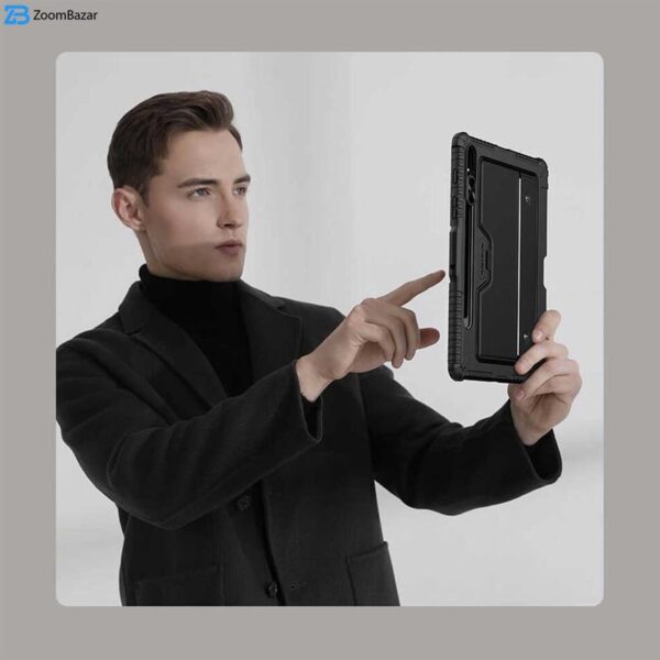 کیف کلاسوری کیبورد دار نیلکین مدل Bumper Combo Keyboard مناسب برای تبلت سامسونگ Galaxy Tab S8 / Tab S7