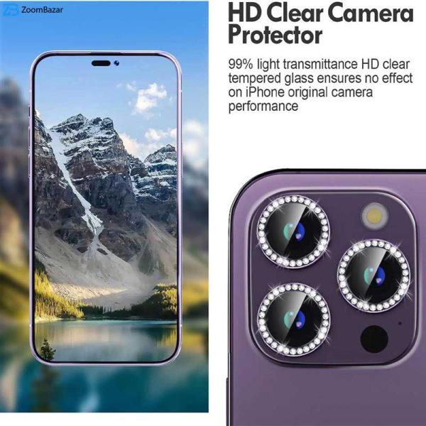 محافظ لنز دوربین بوف مدل Diamond-Luxury مناسب برای گوشی موبایل اپل iphone 14 Pro Max / 14 Pro