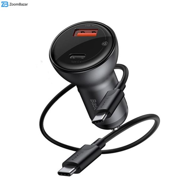 شارژر فندکی باسئوس مدل Dual Quick Charger 65W به همراه کابل USB-C