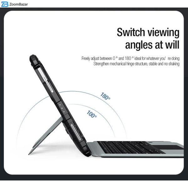 کیف کلاسوری کیبورد دار نیلکین مدل Bumper Combo Backlit Keyboard مناسب برای تبلت اپل Apple iPad Air 2022 / Air 5 / iPad Air 10.9 2020/ iPad Air 4/ iPad Pro 11 2020 / iPad Pro 11 2021/ iPad Pro 11 2022