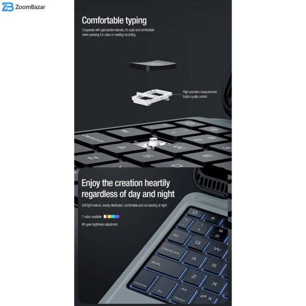 کیف کلاسوری کیبورد دار نیلکین مدل Bumper Combo Backlit Keyboard مناسب برای تبلت اپل Apple iPad Air 2022 / Air 5 / iPad Air 10.9 2020/ iPad Air 4/ iPad Pro 11 2020 / iPad Pro 11 2021/ iPad Pro 11 2022
