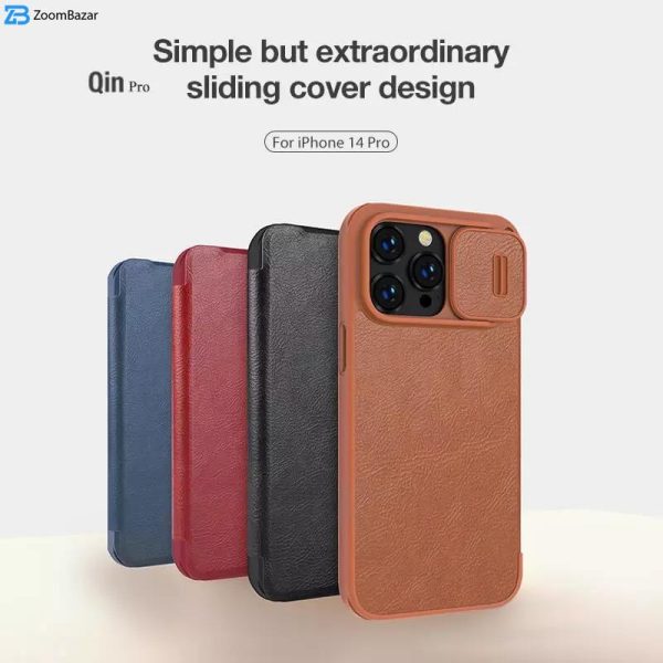 کیف کلاسوری نیلکین مدل Qin Pro Leather مناسب برای گوشی موبایل اپل iPhone 15 Pro / 14 Pro / 13 Pro