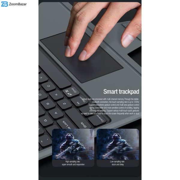 کیف کلاسوری کیبورددار نیلکین مدل Bumper Combo Backlit Keyboard مناسب برای تبلت اپل iPad Pro 12.9 2022/ iPad Pro 12.9 2021/ iPad Pro 12.9 2020
