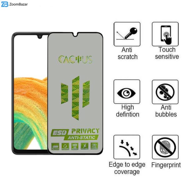 محافظ صفحه نمایش حریم شخصی اپیکوی مدل Cactus-ESD-Privacy مناسب برای گوشی موبایل سامسونگ Galaxy A33 /A32 4G/A31/A30S/A22 4G/A30/A50/A50s/A40s/A20/A12/M32 4G/M30s/F41/F22