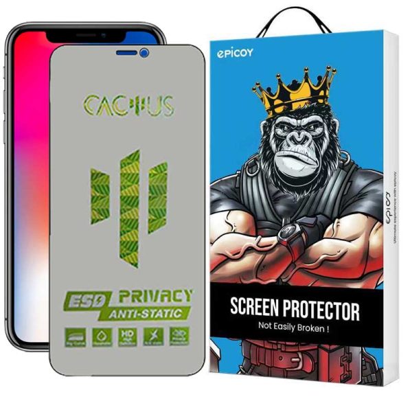 محافظ صفحه نمایش حریم شخصی اپیکوی مدل Cactus-ESD-Privacy مناسب برای گوشی موبایل اپل iPhone Xs/ X