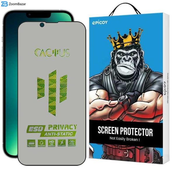 محافظ صفحه نمایش حریم شخصی اپیکوی مدل Cactus-ESD-Privacy مناسب برای گوشی موبایل اپل iPhone 14 / 13 Pro / 13