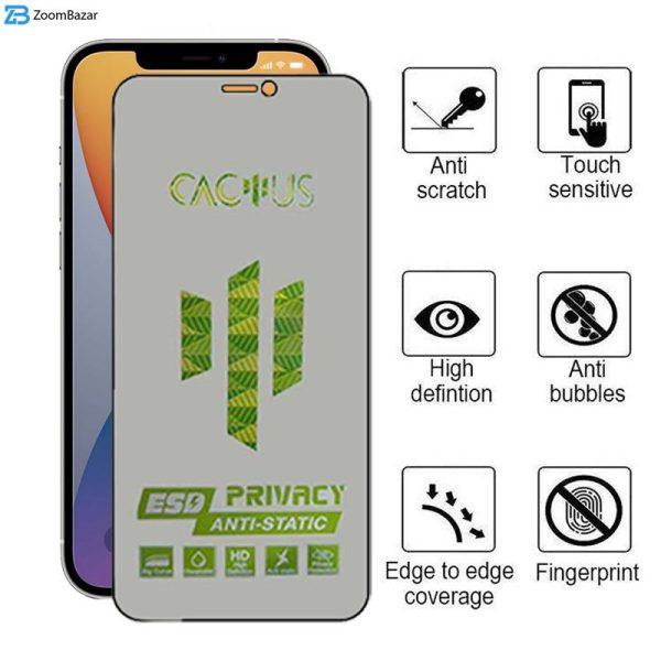 محافظ صفحه نمایش حریم شخصی اپیکوی مدل Cactus-ESD-Privacy مناسب برای گوشی موبایل اپل iPhone 12 Pro Max