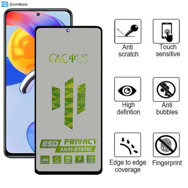 محافظ صفحه نمایش حریم شخصی اِپیکوی مدل Cactus-ESD-Privacy مناسب برای گوشی موبایل شیائومی Redmi Note 11 Pro Plus / Note 11 Pro 4G/5G/China / Note 10 Pro Max / Note 10 Pro 4G/India