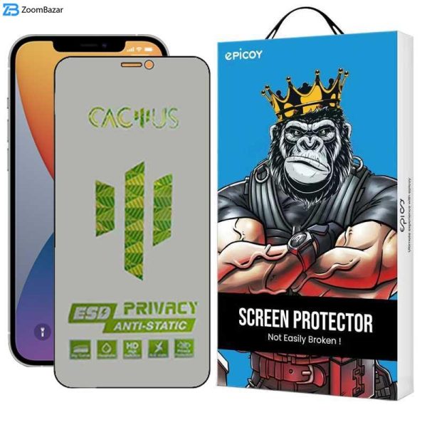 محافظ صفحه نمایش حریم شخصی اپیکوی مدل Cactus-ESD-Privacy مناسب برای گوشی موبایل اپل iPhone 12 Pro / 12