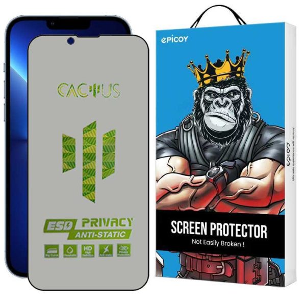 محافظ صفحه نمایش حریم شخصی اپیکوی مدل Cactus-ESD-Privacy مناسب برای گوشی موبایل اپل iPhone 14 Plus / 13 Pro Max