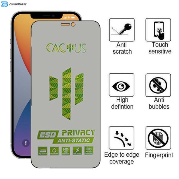 محافظ صفحه نمایش حریم شخصی اپیکوی مدل Cactus-ESD-Privacy مناسب برای گوشی موبایل اپل iPhone 12 Pro / 12