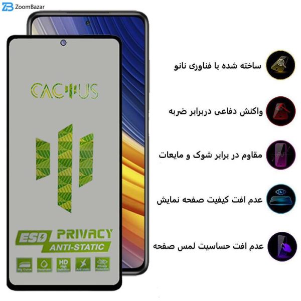 محافظ صفحه نمایش حریم شخصی اِپیکوی مدل Cactus-ESD-Privacy مناسب برای گوشی موبایل شیائومی Poco X3/ X3 NFC/ X3 Pro