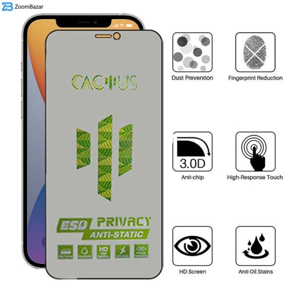 محافظ صفحه نمایش حریم شخصی اپیکوی مدل Cactus-ESD-Privacy مناسب برای گوشی موبایل اپل iPhone 12 Pro Max