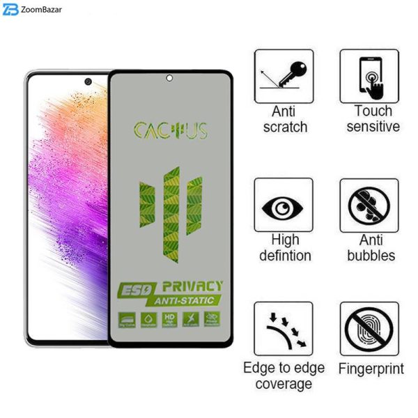 محافظ صفحه نمایش حریم شخصی اپیکوی مدل Cactus-ESD-Privacy مناسب برای گوشی موبایل سامسونگ Galaxy A73 5G/A72 4G/5G /M54 /M53 5G/M52/ M5/A71/A81/A91/M62/F62/S10 Lite/Note 10 Lite
