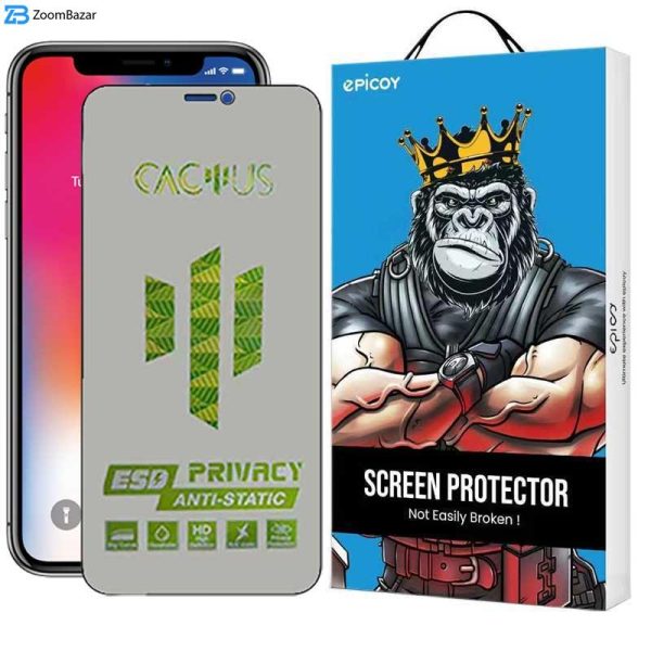 محافظ صفحه نمایش حریم شخصی اپیکوی مدل Cactus-ESD-Privacy مناسب برای گوشی موبایل اپل iPhone 11 Pro / Xs / X