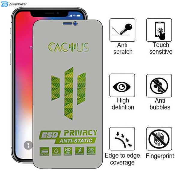 محافظ صفحه نمایش حریم شخصی اپیکوی مدل Cactus-ESD-Privacy مناسب برای گوشی موبایل اپل iPhone 11 Pro / Xs / X