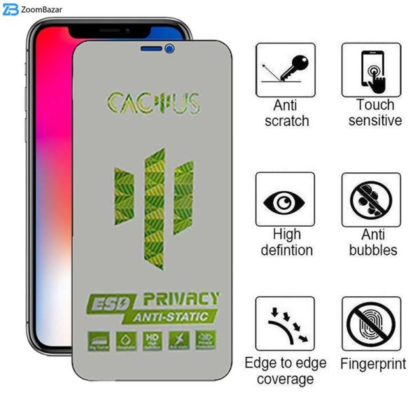 محافظ صفحه نمایش حریم شخصی اپیکوی مدل Cactus-ESD-Privacy مناسب برای گوشی موبایل اپل iPhone Xs/ X