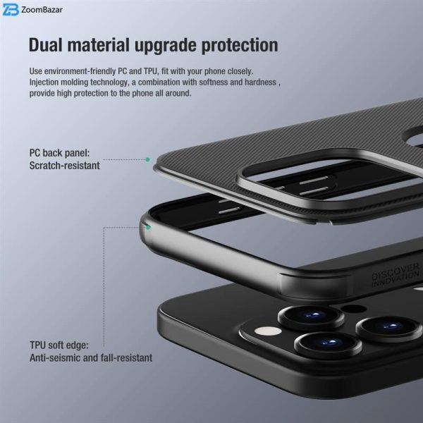 کاور نیلکین مدل  Super Frosted Shield Pro ogo cutout مناسب برای گوشی موبایل اپل IPhone 15 Pro Max