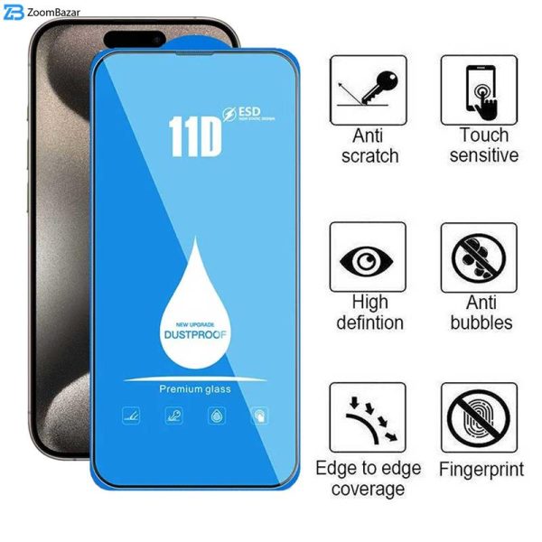 محافظ صفحه نمایش 11D اپیکوی مدل Blue ESD مناسب برای گوشی موبایل اپل iPhone 15 Pro
