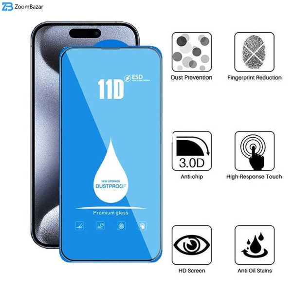 محافظ صفحه نمایش 11D اپیکوی مدل Blue ESD مناسب برای گوشی موبایل اپل iPhone 15 Pro Max