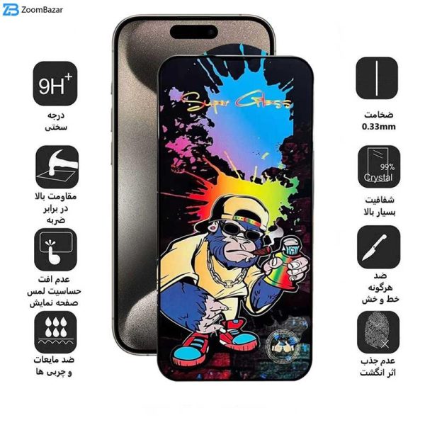 محافظ صفحه نمایش اپیکوی مدل Gang-Monkey مناسب برای گوشی موبایل اپل iPhone 15 Pro Max