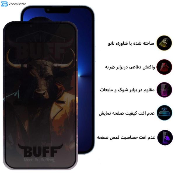 محافظ صفحه نمایش حریم شخصی بوف مدل Privacy Pro Plus-G مناسب برای گوشی موبایل اپل iPhone 13 Pro Max / 14 Plus