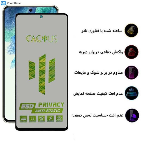 محافظ صفحه نمایش حریم شخصی اپیکوی مدل Cactus-ESD-Privacy مناسب برای گوشی  موبایل سامسونگ Galaxy S21 FE