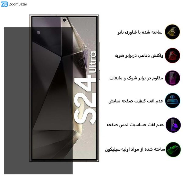 محافظ صفحه نمایش حریم شخصی بوف مدل Silicone-Privacy-G مناسب برای گوشی موبایل سامسونگ Galaxy S24 Ultra