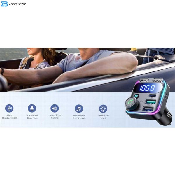 پخش کننده اف ام و شارژر فندکی خودرو جوی روم مدل JR-CCB01 48W