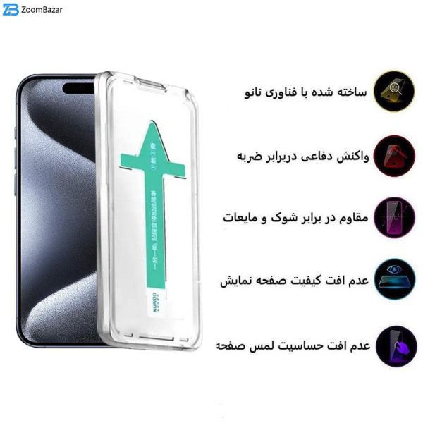 محافظ صفحه نمایش اپیکوی مدل Xundd Axe Easy install مناسب برای گوشی موبایل اپل iPhone 15 Pro