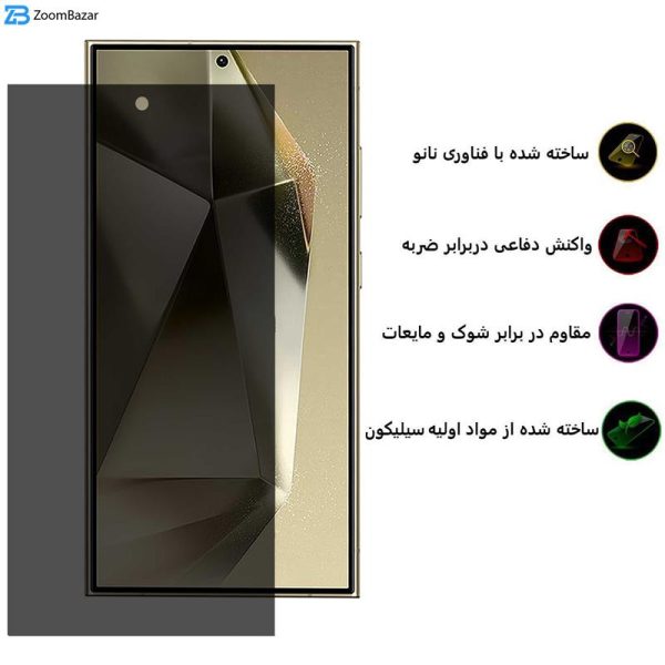 محافظ صفحه نمایش حریم شخصی بوف مدل Silicone-Privacy مناسب برای گوشی موبایل سامسونگ Galaxy S24 Ultra / S23 Ultra / S22 Ultra