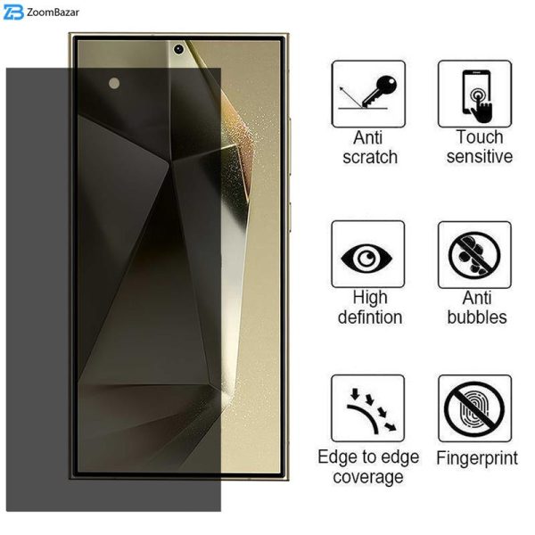 محافظ صفحه نمایش حریم شخصی بوف مدل Silicone-Privacy مناسب برای گوشی موبایل سامسونگ Galaxy S24 Ultra / S23 Ultra / S22 Ultra