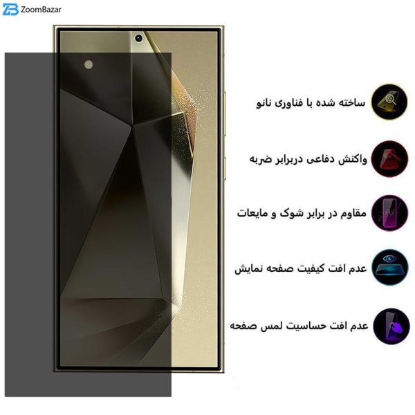 محافظ صفحه نمایش حریم شخصی بوف مدل Silicone-Privacy-G مناسب برای گوشی موبایل سامسونگ Galaxy S24 Ultra / S23 Ultra / S22 Ultra