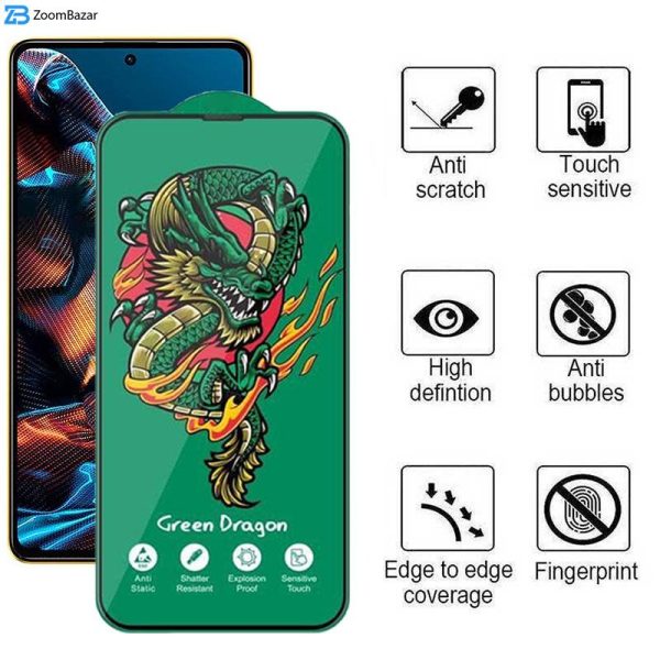 محافظ صفحه نمایش اپیکوی مدل Green Dragon ExplosionProof مناسب برای گوشی موبایل شیائومی Poco X5 Pro/ X5/ X4 Pro 5G/ X3 Pro/ X3 NFC/ X3