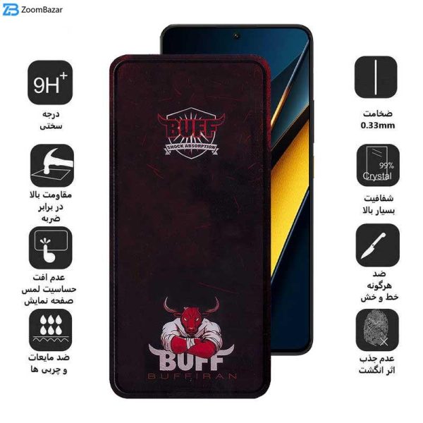 محافظ صفحه نمایش بوف مدل Muscle-Bull مناسب برای گوشی موبایل شیائومی Poco X6 Pro 5G / Poco X6 5G / Poco M6 Pro 4G