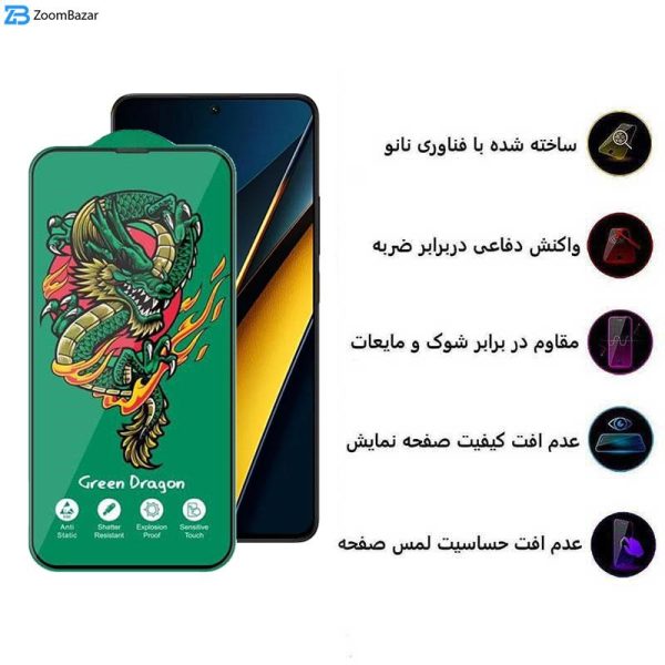 محافظ صفحه نمایش اپیکوی مدل Green Dragon ExplosionProof مناسب برای گوشی موبایل شیائومی Poco X6 Pro 5G/ X6 5G/ M6 Pro 4G