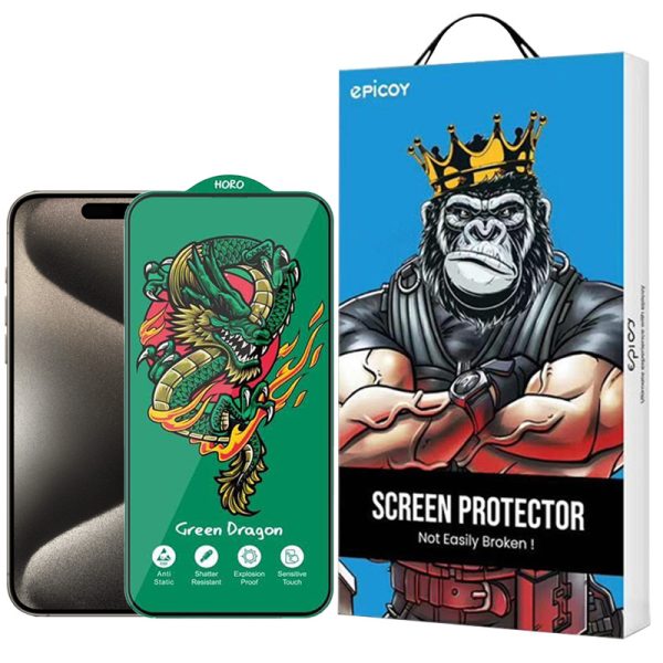 محافظ صفحه نمایش اپیکوی مدل Green Dragon ExplosionProof مناسب برای گوشی موبایل اپل iPhone 15 Pro Max