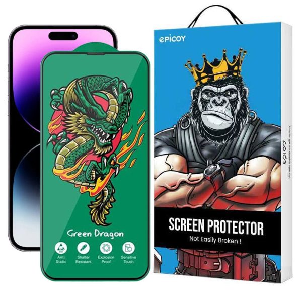 محافظ صفحه نمایش اپیکوی مدل Green Dragon ExplosionProof مناسب برای گوشی موبایل اپل iPhone 14 Pro Max