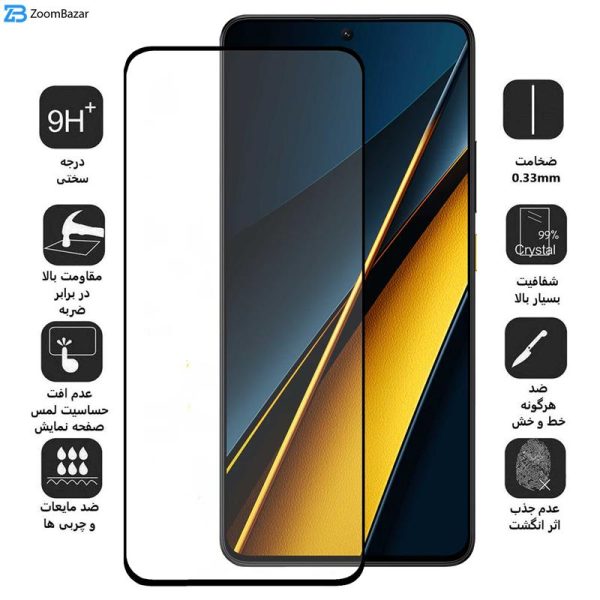 محافظ صفحه نمایش بوف مدل 5D-G مناسب برای گوشی موبایل شیائومی Poco X6 Pro / X6 / M6 Pro 4G