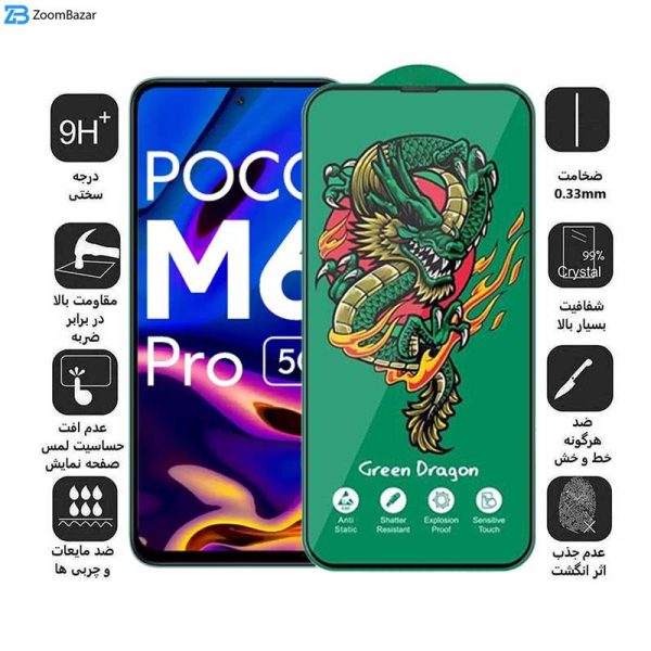 محافظ صفحه نمایش اپیکوی مدل Green Dragon ExplosionProof مناسب برای گوشی موبایل شیائومی Poco M6 Pro 5G/ Redmi 12 4G/5G / Redmi Note 12R 5G