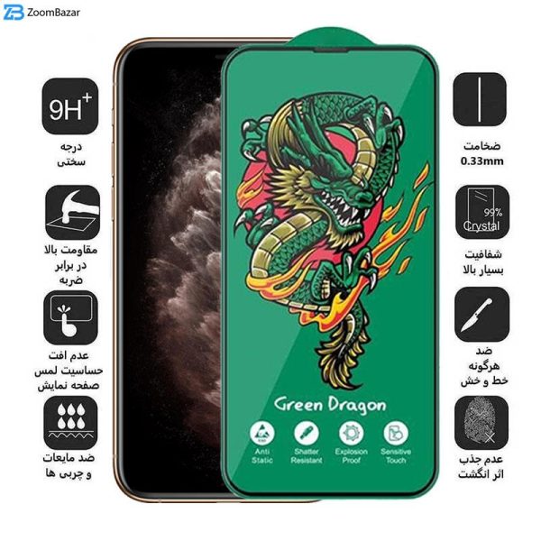 محافظ صفحه نمایش اپیکوی مدل Green Dragon ExplosionProof مناسب برای گوشی موبایل اپل iPhone 11 Pro/ XS/ X