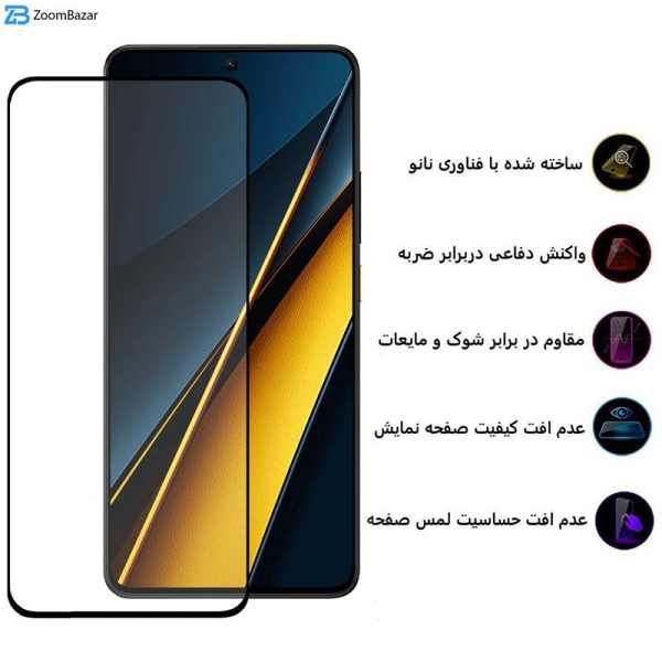 محافظ صفحه نمایش بوف مدل 5D-G مناسب برای گوشی موبایل شیائومی Poco X6 Pro / X6 / M6 Pro 4G