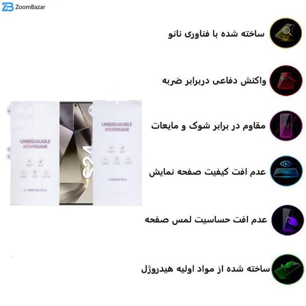 محافظ صفحه نمایش مات بوف مدل Hydrogel-Matte-G مناسب برای گوشی موبایل سامسونگ Galaxy S24 Ultra به همراه محافظ پشت گوشی