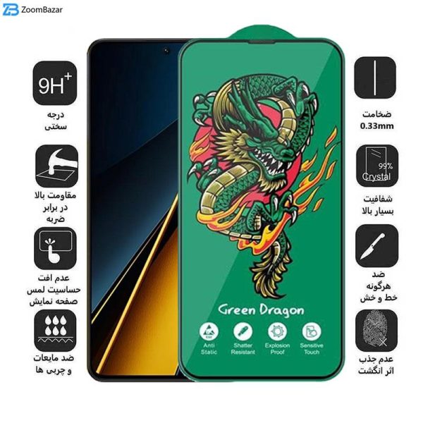 محافظ صفحه نمایش اپیکوی مدل Green Dragon ExplosionProof مناسب برای گوشی موبایل شیائومی Poco X6 Pro 5G/ X6 5G/ M6 Pro 4G