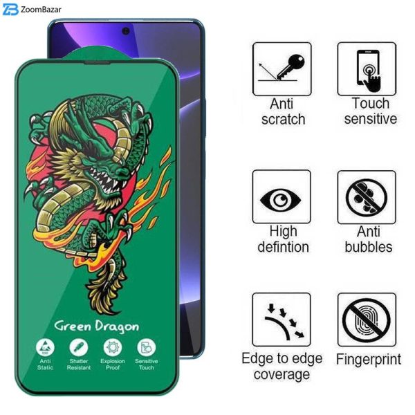 محافظ صفحه نمایش اپیکوی مدل Green Dragon ExplosionProof مناسب برای گوشی موبایل شیائومی Redmi Note 12 Turbo/ Note 12 Pro 5G/ Note 12 Explorer/ Note 12 Discovery/ Note 12 Pro Speed