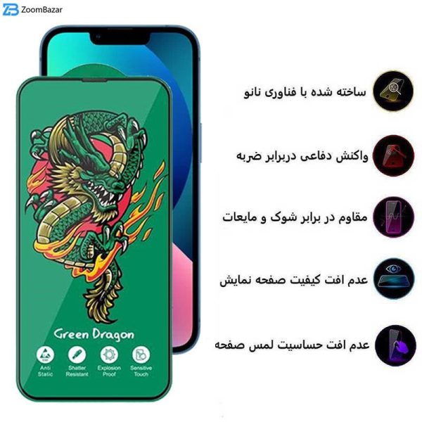 محافظ صفحه نمایش اپیکوی مدل Green Dragon ExplosionProof مناسب برای گوشی موبایل اپل iPhone 13 / 13 Pro/ 14