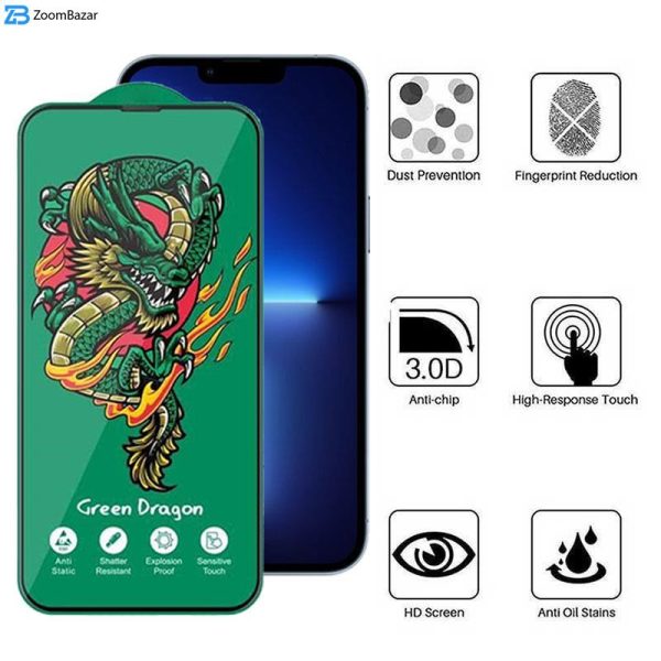 محافظ صفحه نمایش اپیکوی مدل Green Dragon ExplosionProof مناسب برای گوشی موبایل اپل iPhone 13 Pro Max