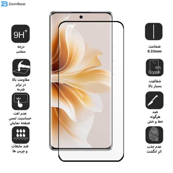 محافظ صفحه نمایش بوف مدل FullGlue-Max مناسب برای گوشی موبایل اوپو Oppo Reno 8 T 5G/9/9 Pro/9 Pro Plus/A2 Pro/A1 Pro