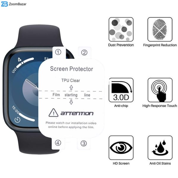 محافظ صفحه نمایش بوف مدل Hydrogel-New-2024 مناسب برای اپل واچ 41 میلی متری سری 7 / 8 / 9