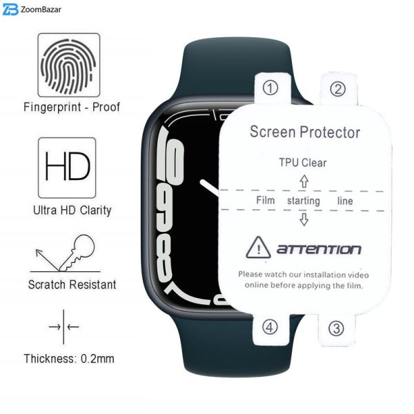 محافظ صفحه نمایش بوف مدل Hydrogel-New-2024 مناسب برای اپل واچ 41 میلی متری سری 7 / 8 / 9